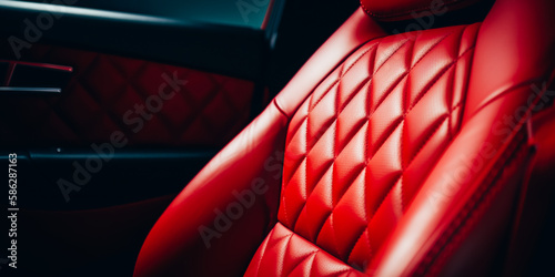 Part of red leather car seat © v.senkiv