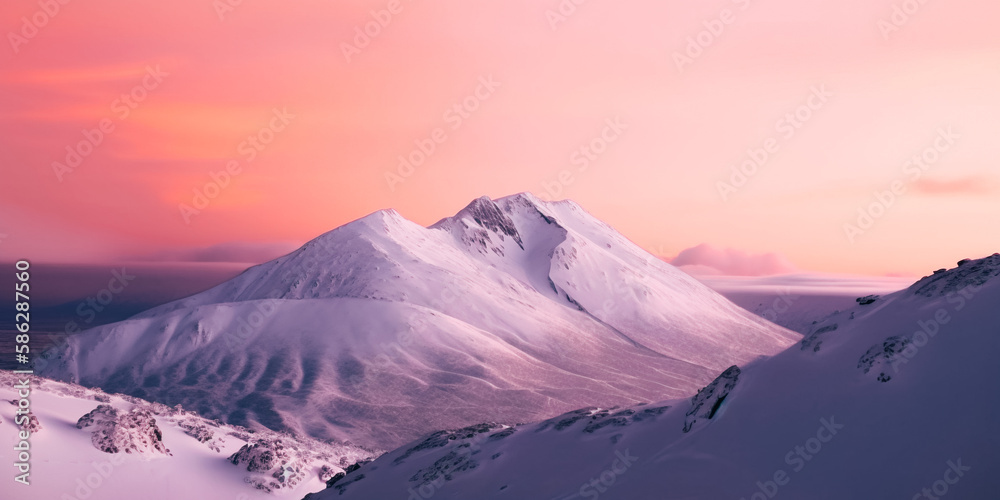 Naklejka premium Snowy Mountain Landscape 