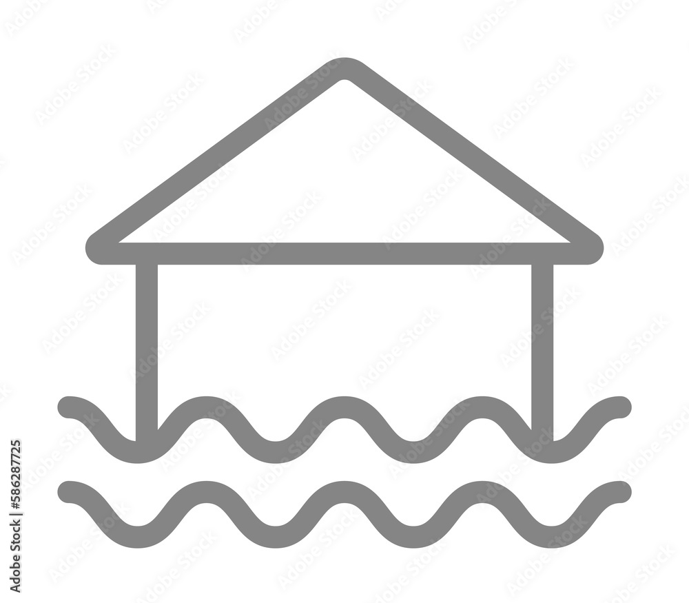 Flood, home, sea line icon. Element of pollution icon Flood, home, sea line icon. Element of pollution icon