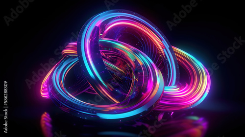 glowing in ultraviolet spectrum, curvy neon lines. Generative Ai