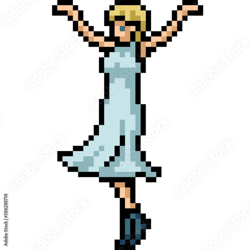 pixel art woman dress dance