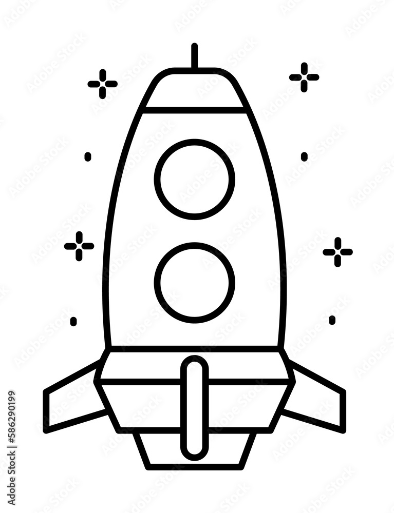 Spaceship icon. Simple line, outline of rocket icons for ui and ux, website or mobile application Spaceship icon. Simple line, outline of rocket icons for ui and ux, website or mobile application