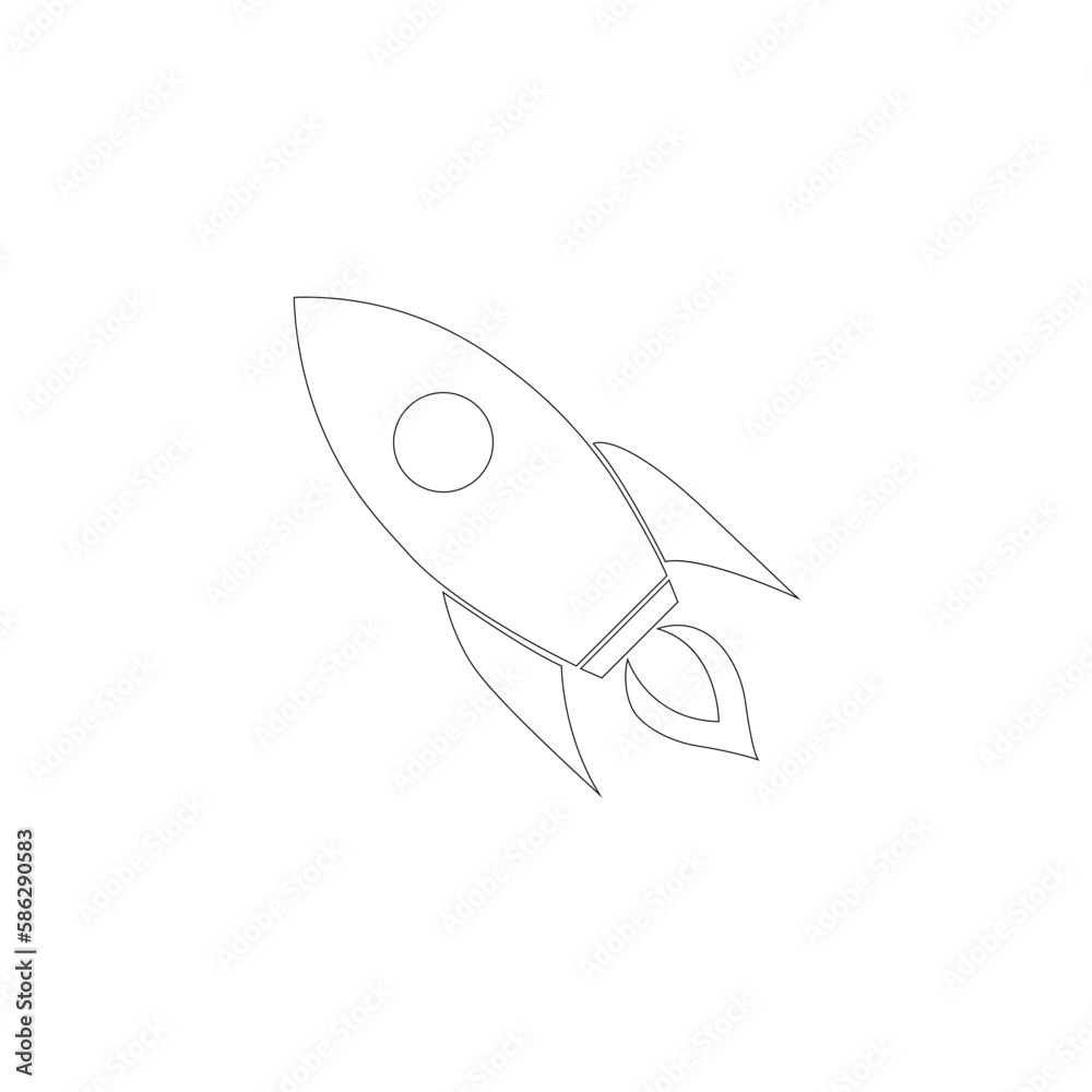 Rocket icon flat. Grey symbol illustration isolated on white background Rocket icon flat. Grey symbol illustration isolated on white background