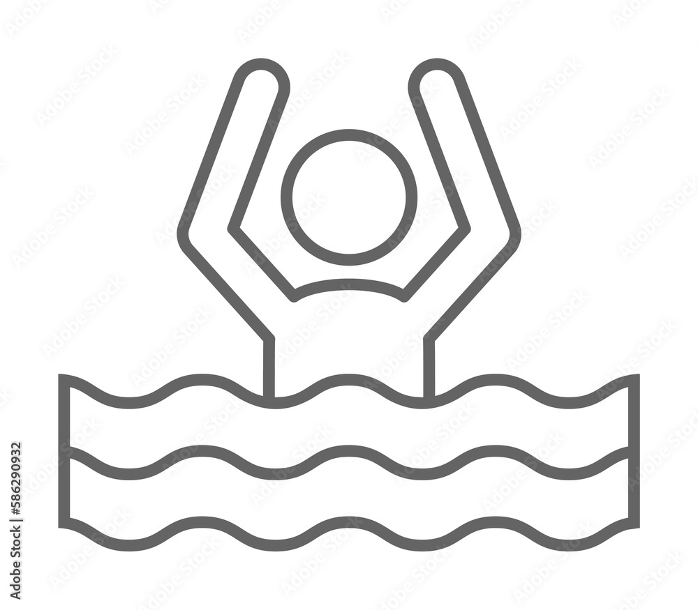 Drowning man icon. Element of swimming poll thin line icon Drowning man icon. Element of swimming poll thin line icon