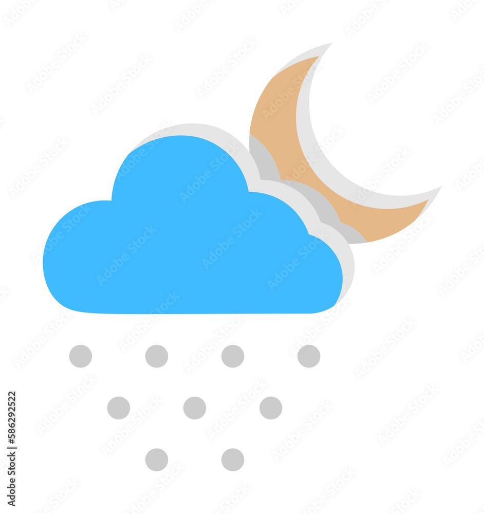 Cloud crescent hail icon. Simple line, outline of two color weather icons for ui and ux, website or mobile application Cloud crescent hail icon. Simple line, outline of two color weather icons for ui and ux, website or mobile application