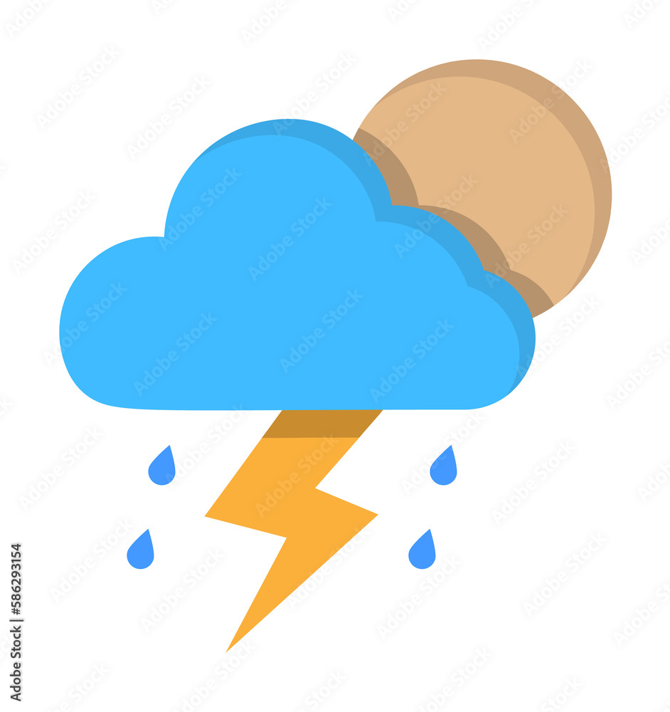 Cloud moon rain drops lightning icon. Simple line, outline of two color weather icons for ui and ux, website or mobile application Cloud moon rain drops lightning icon. Simple line, outline of two color weather icons for ui and ux, website or mobile application