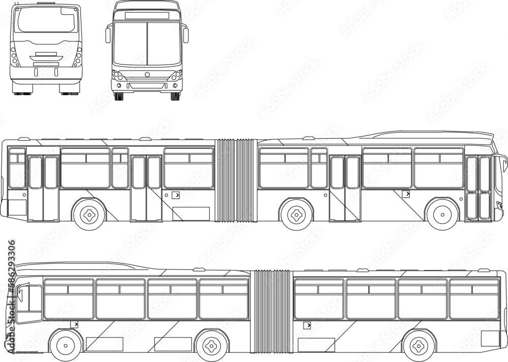 Vector illustration sketch of articulated bus modern transport Stock