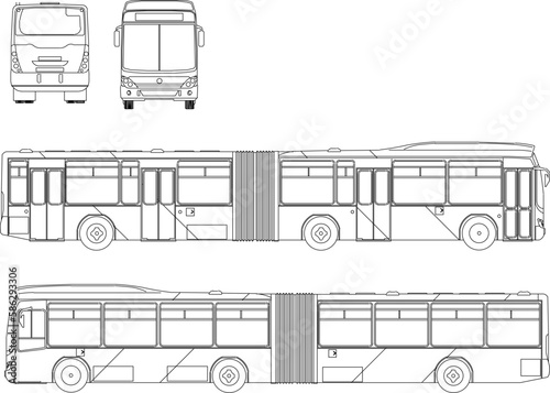 Vector illustration sketch of articulated bus modern transport photo