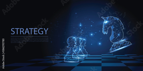 Chess made of polygons, Business strategy concept design.