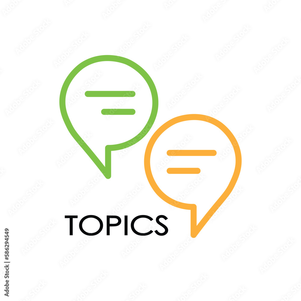 Topics icon isolated on white background. Speech bubble symbol modern, simple, vector, icon for website design, mobile app, ui. Vector Illustration Topics icon isolated on white background. Speech bubble symbol modern, simple, vector, icon for website design, mobile app, ui. Vector Illustration