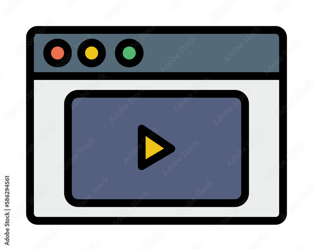 Browser, web site, video icon. Simple color with outline elements of internet explorer icons for ui and ux, website or mobile application Browser, web site, video icon. Simple color with outline elements of internet explorer icons for ui and ux, website or mobile application