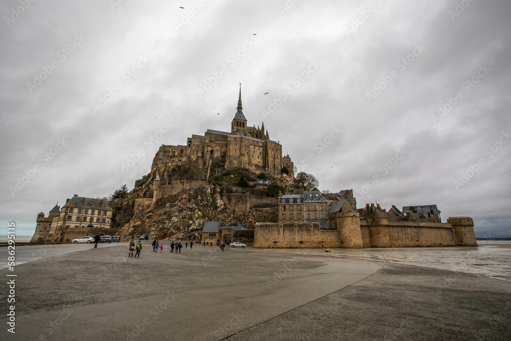 Obraz premium Mont Saint Michel during a cloudy day in normandy, France, Europe