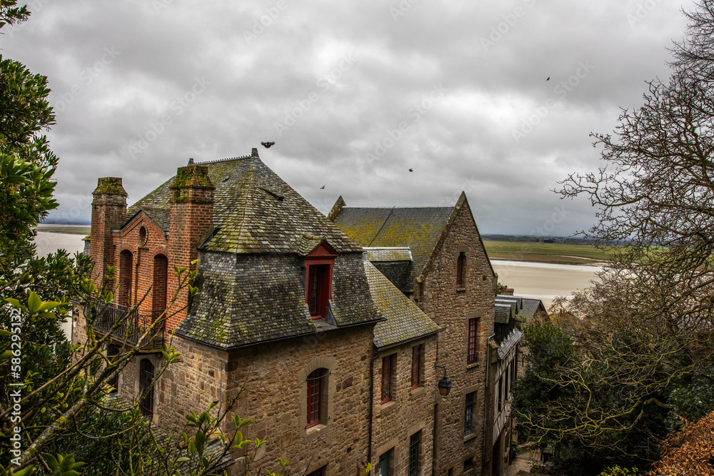 buildings at Mont Saint Michele in Normandy, France, Europe