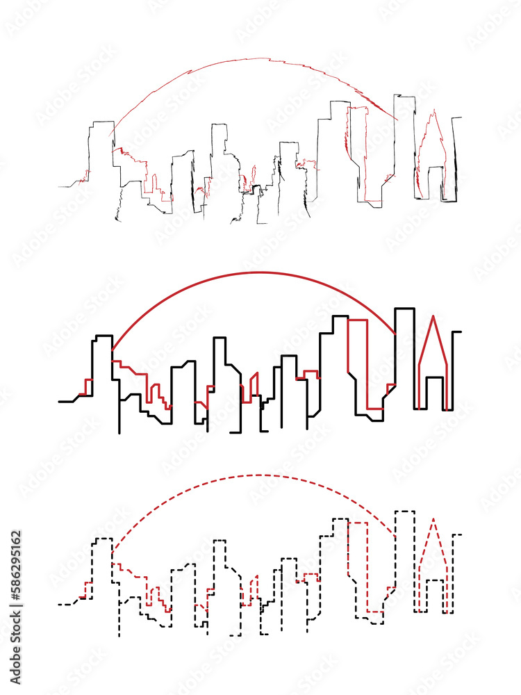 Obraz premium City scape handdraw and line