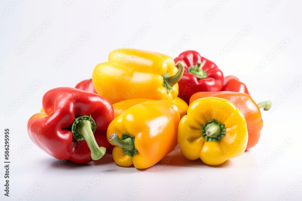 Bell peppers on a white background Generative AI Bell peppers on a white background Generative AI