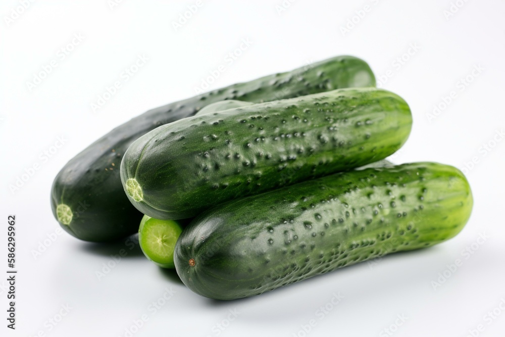 Cucumbers on a white background Generative AI Cucumbers on a white background Generative AI