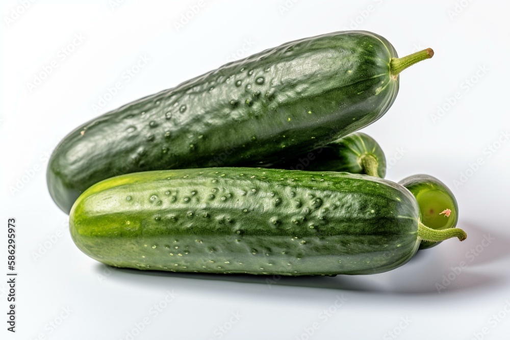 Cucumbers on a white background Generative AI Cucumbers on a white background Generative AI