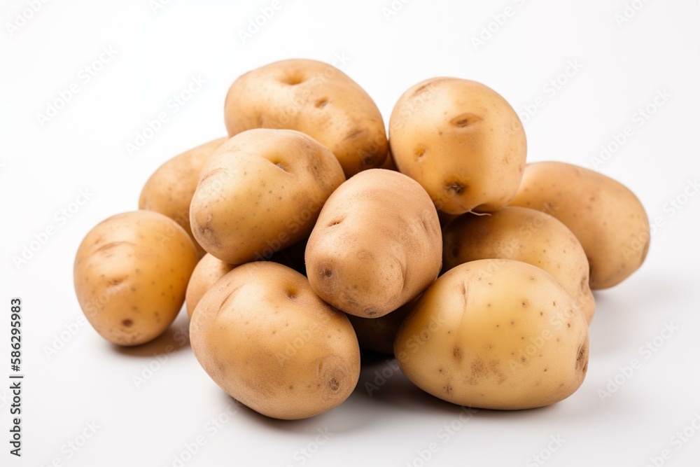 Potatoes on a white background Generative AI Potatoes on a white background Generative AI