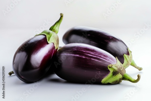 Eggplants on a white background Generative AI