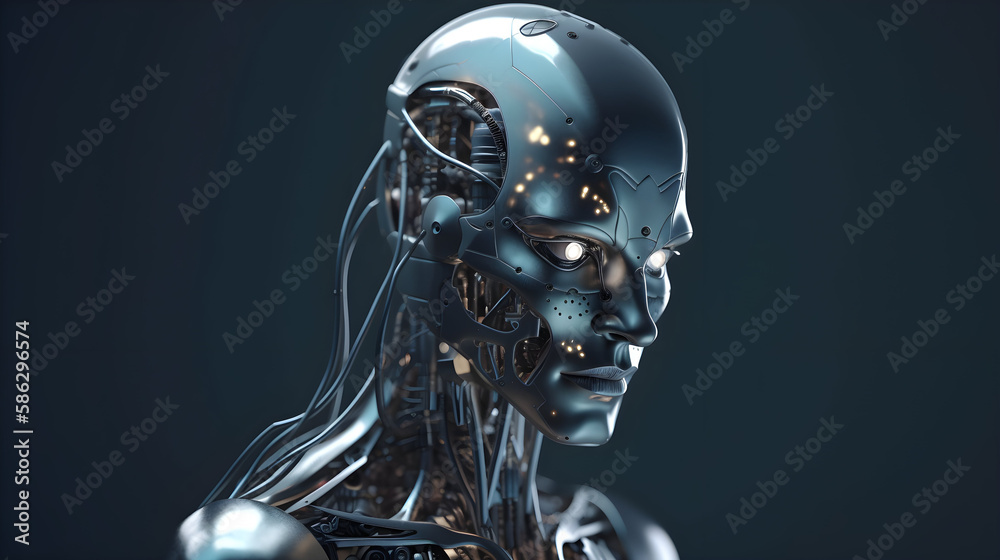 A Humanoid Cyborg Robot Created by Generative AI A Humanoid Cyborg Robot Created by Generative AI