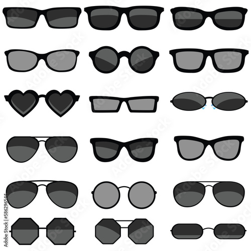 Set of black sunglasses vector