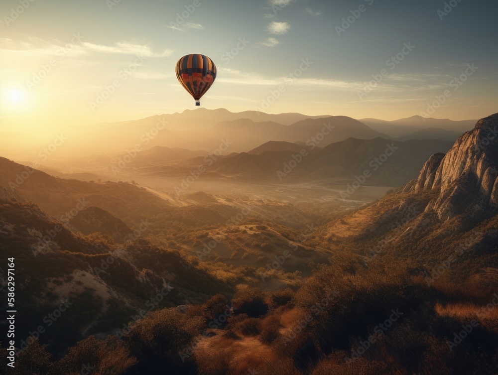 Fototapeta premium hot air balloon in the mountains