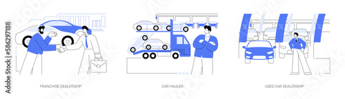 Car dealership company abstract concept vector illustrations.