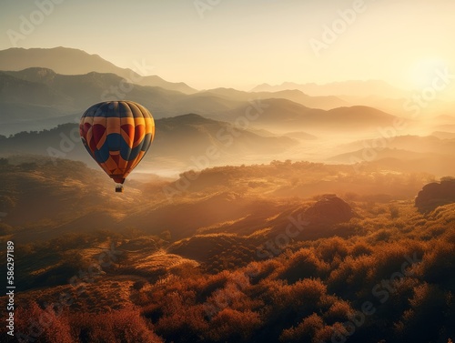 hot air balloon in the mountains © Suplim