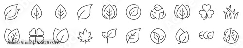 Leaves thin line icon set. Symbol collection in transparent background. Editable vector stroke. 512x512 Pixel Perfect.