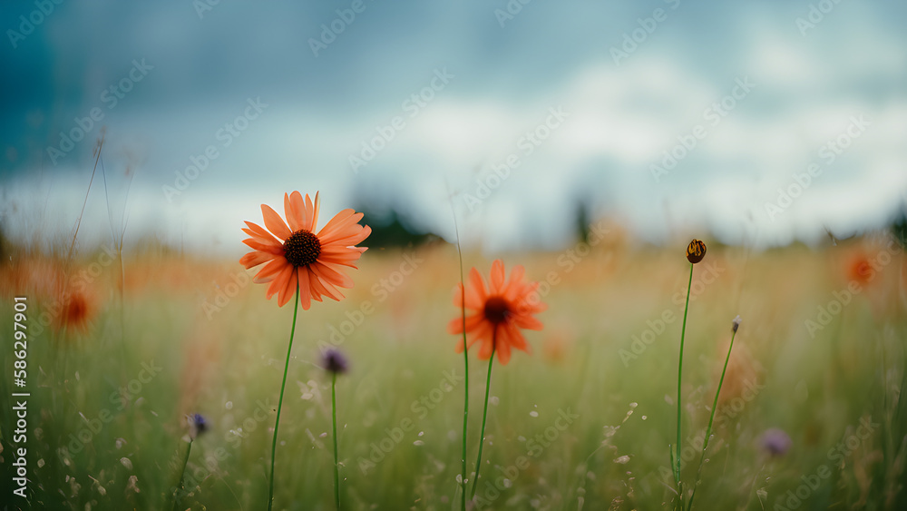 Illustration of a flower meadow in spring Generative AI Art Illustration of a flower meadow in spring Generative AI Art