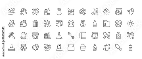 Cleaning service icon set, services for cleaning and laundry in various rooms. Icons for the website.