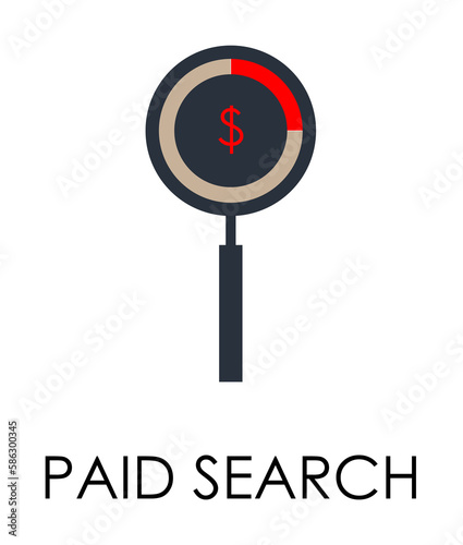 colored paid search illustration. Element of marketing and business flat for mobile concept and web apps. Isolated paid search flat can be used for web and mobile
