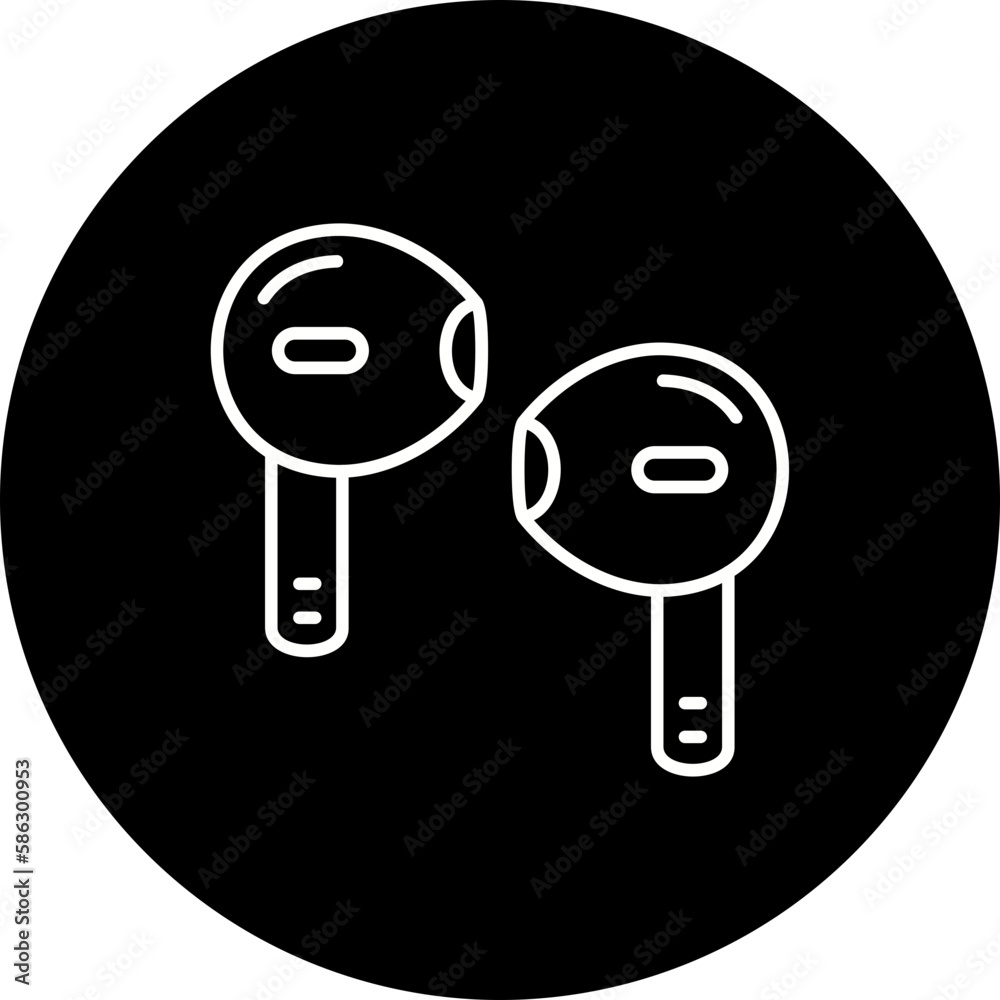 Earbuds Line Inverted Icon