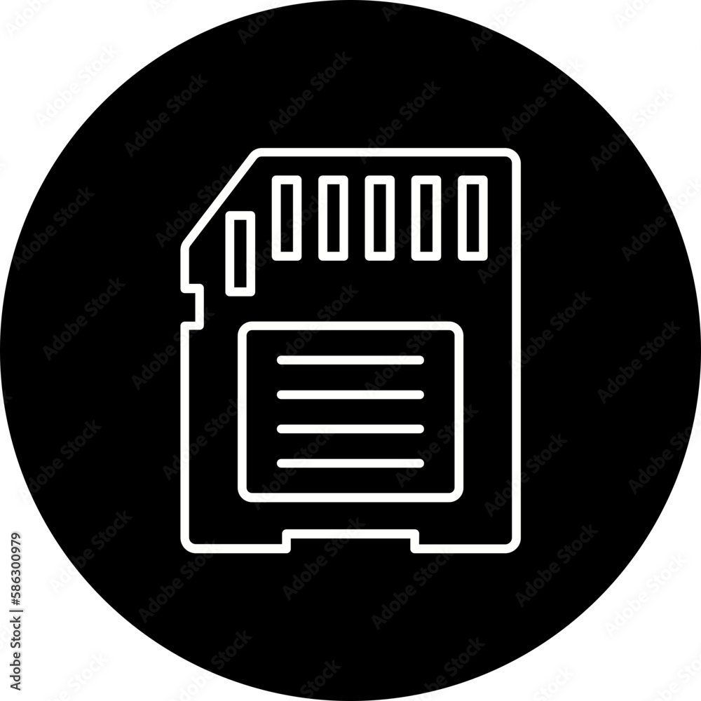 Memory Card Line Inverted Icon Memory Card Line Inverted Icon