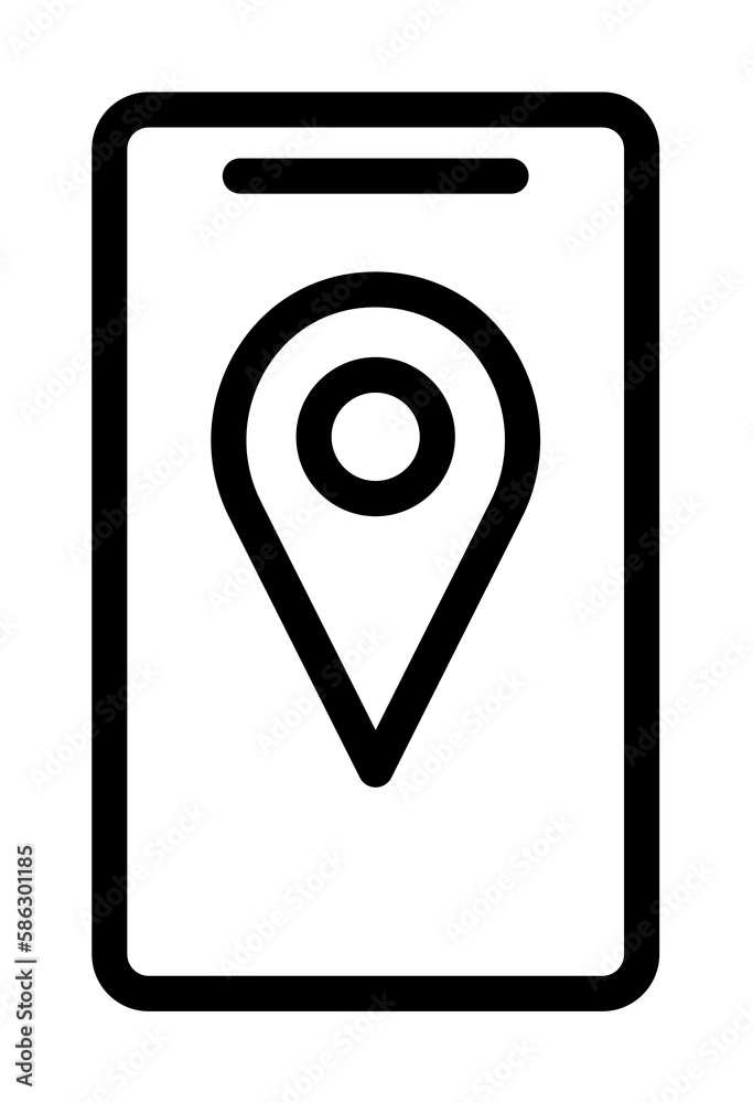 pin on the smart phone screen icon. Element of navigation for mobile concept and web apps. Thin line pin on the smart phone screen icon can be used for web and mobile pin on the smart phone screen icon. Element of navigation for mobile concept and web apps. Thin line pin on the smart phone screen icon can be used for web and mobile