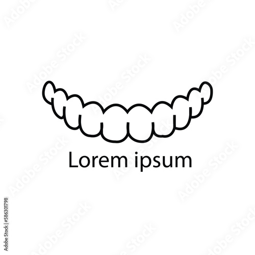 Aligner doodle line icon. Vector thin outline illustration of human teeth treatment. Black color linear sign for orthodontic dentistry