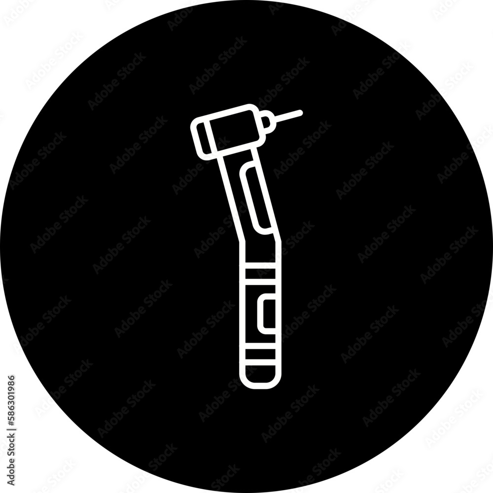 Dental Drill Line Inverted Icon Dental Drill Line Inverted Icon