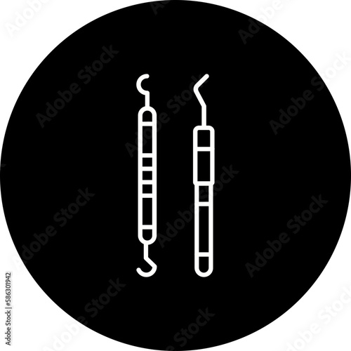 Dental Probe Line Inverted Icon
