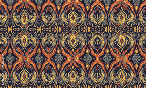 Ikat Symphony, Harmonizing Colors and Patterns in Fashion, Home Decor, The Art of Ikat, Discovering the Mesmerizing World of Patterns and Colors, Threads of Tradition, ethnic seamless pattern