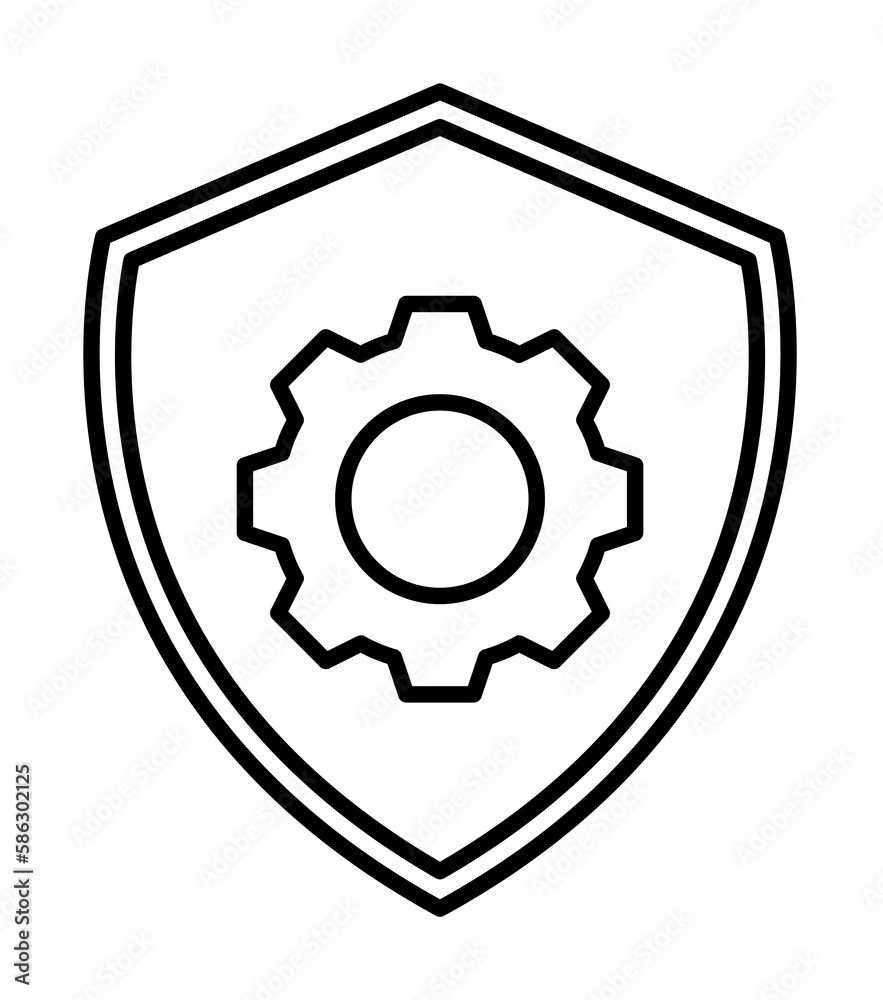 mechanism in the shield line icon. Element of cyber security icon for mobile concept and web apps. Thin line mechanism in the shield icon can be used for web and mobile