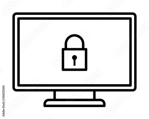 lock on the monitor icon. Element of cyber security icon for mobile concept and web apps. Thin line lock on the monitor icon can be used for web and mobile