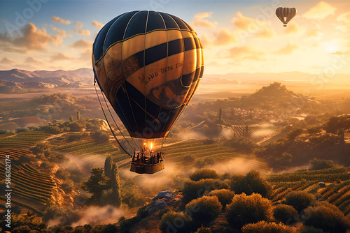 A scenic hot air balloon ride with champagne and panoramic views