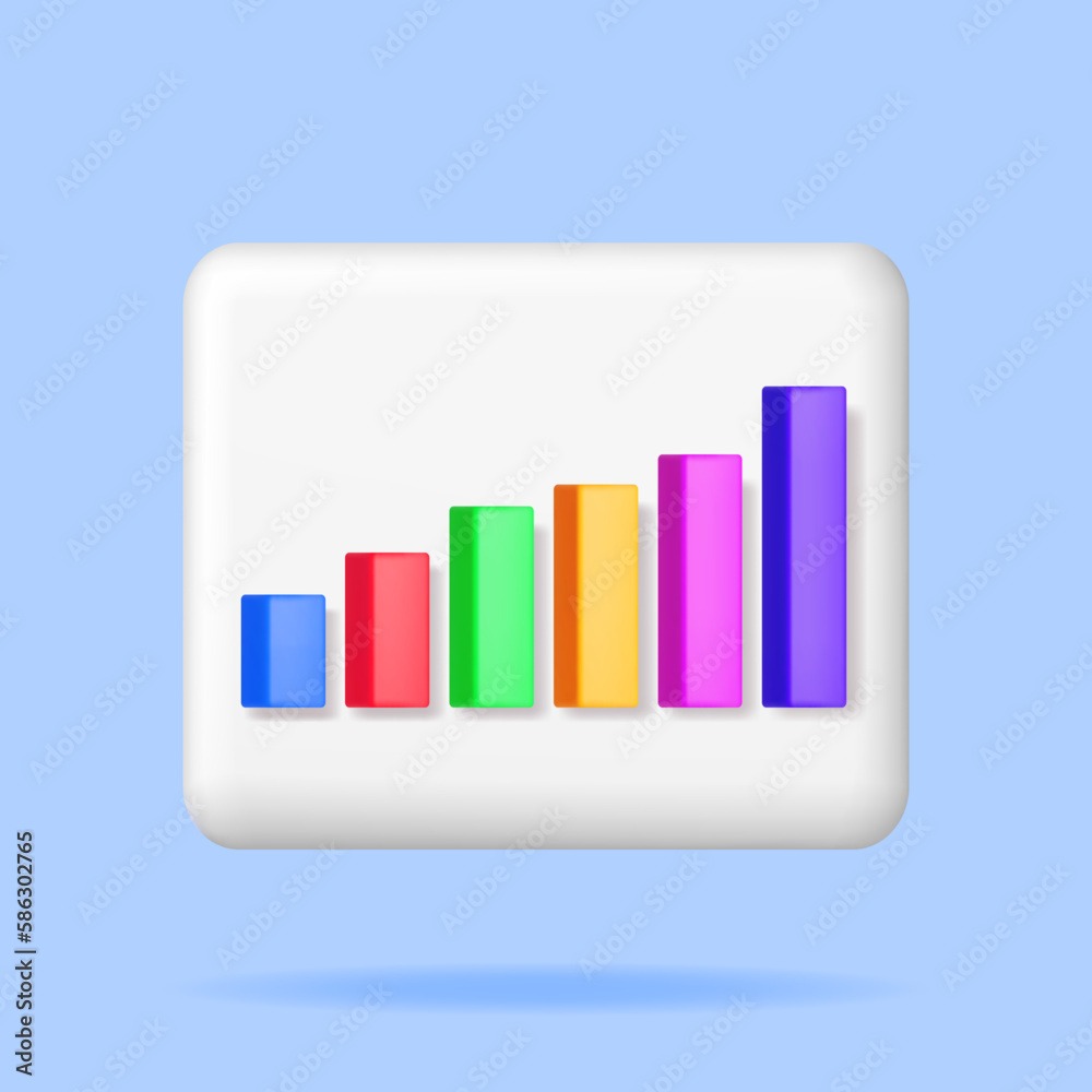 3D Growth Stock Diagram Isolated. Render Stock Bars Shows Growth or Success. Financial Item, Business Investment, Financial Market Trade. Money and Banking. Vector Illustration