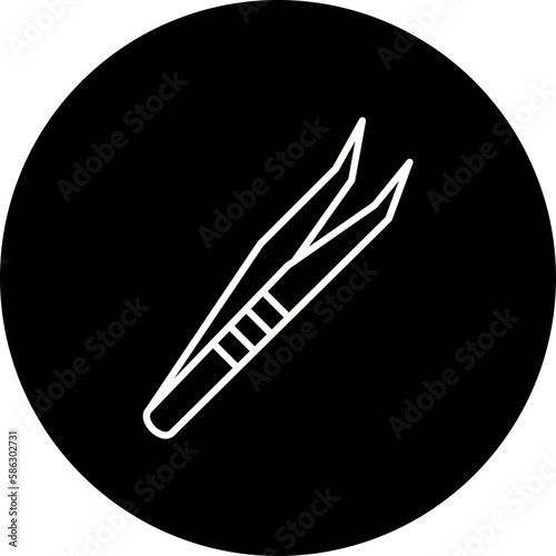 Tweezers Line Inverted Icon