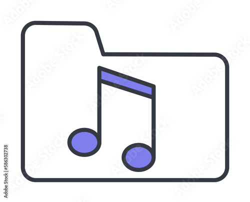 folder with music icon. Element of web icon with one color for mobile concept and web apps. Thin line folder with music icon can be used for web and mobile. Premium icon