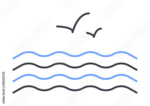 gulls on the sea icon. Element of web icon with one color for mobile concept and web apps. Thin line gulls on the sea icon can be used for web and mobile. Premium icon © Gunay