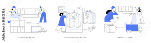 Apparel manufacturing abstract concept vector illustrations.