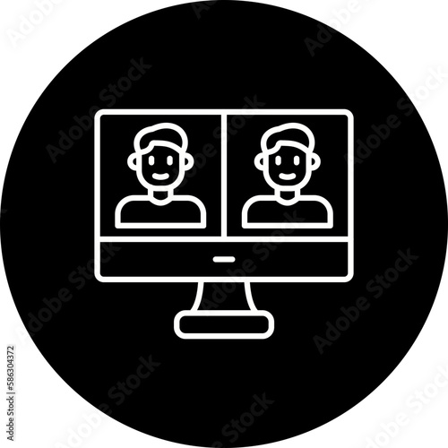 Video Call Line Inverted Icon