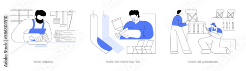 Furniture mass production abstract concept vector illustrations.