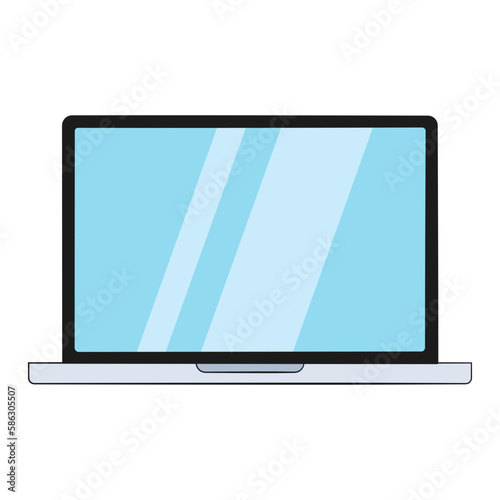 Laptop with blank screen. Icon. Cartoon. Vector illustration. Isolated on white background